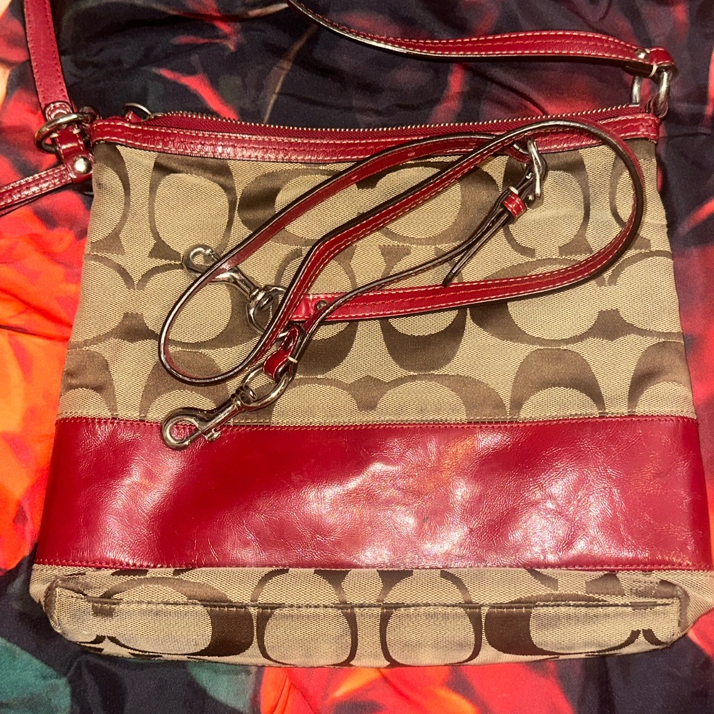 Coach Red and Brown Crossbody Bag